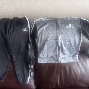 Adidas Black Gray Tracksuit Boys size 6 Full Zip Hoodie
